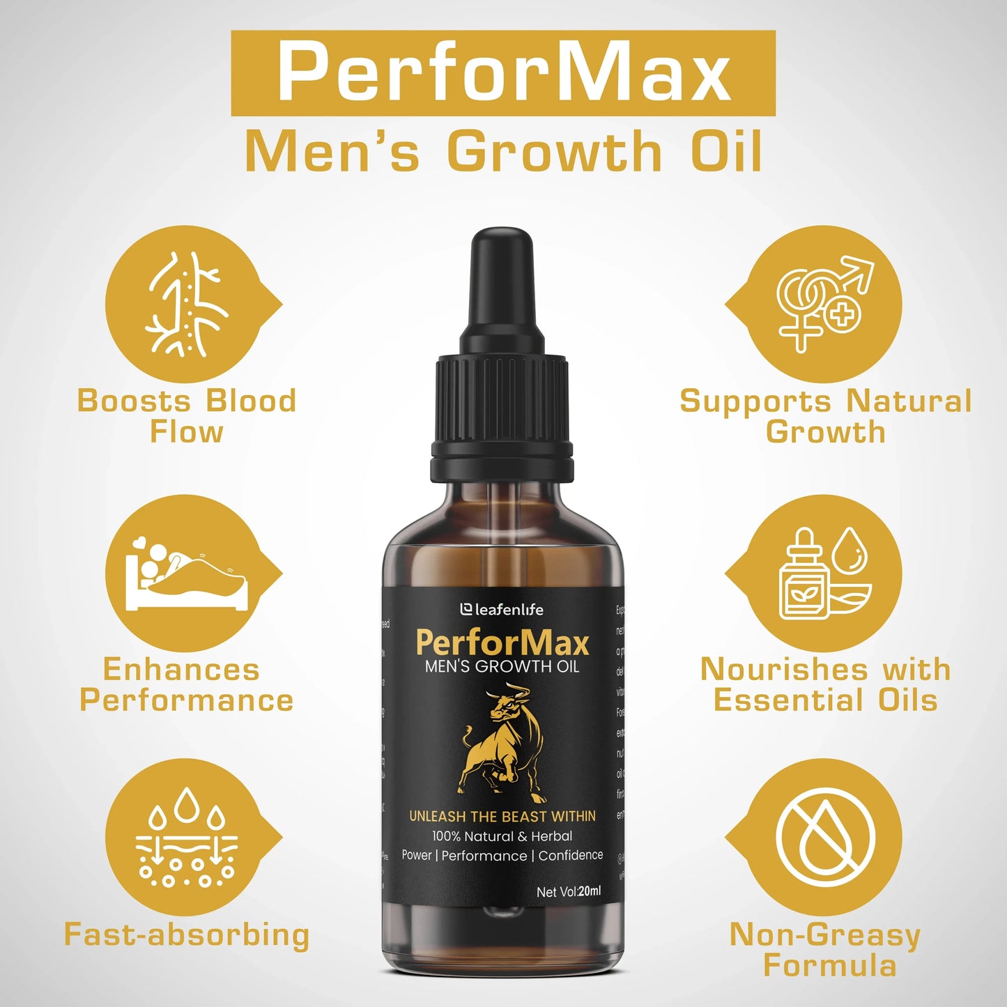 PerforMax Men's Growth Oil – Natural Herbal Male Enhancement Oil | Boost Performance & Growth