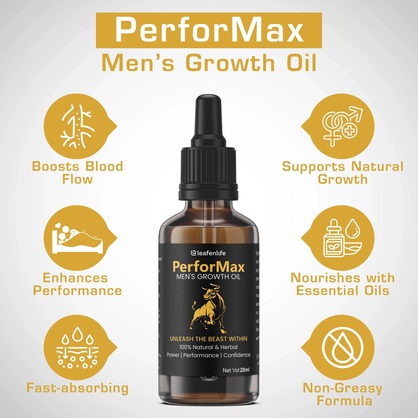 PerforMax Men's Growth Oil – Natural Herbal Male Enhancement Oil | Boost Performance & Growth